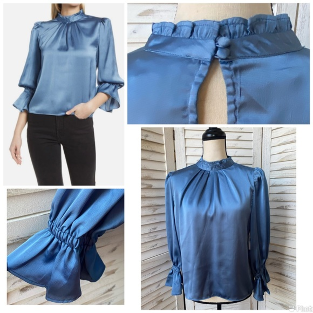 1. State Blue Satin Blouse